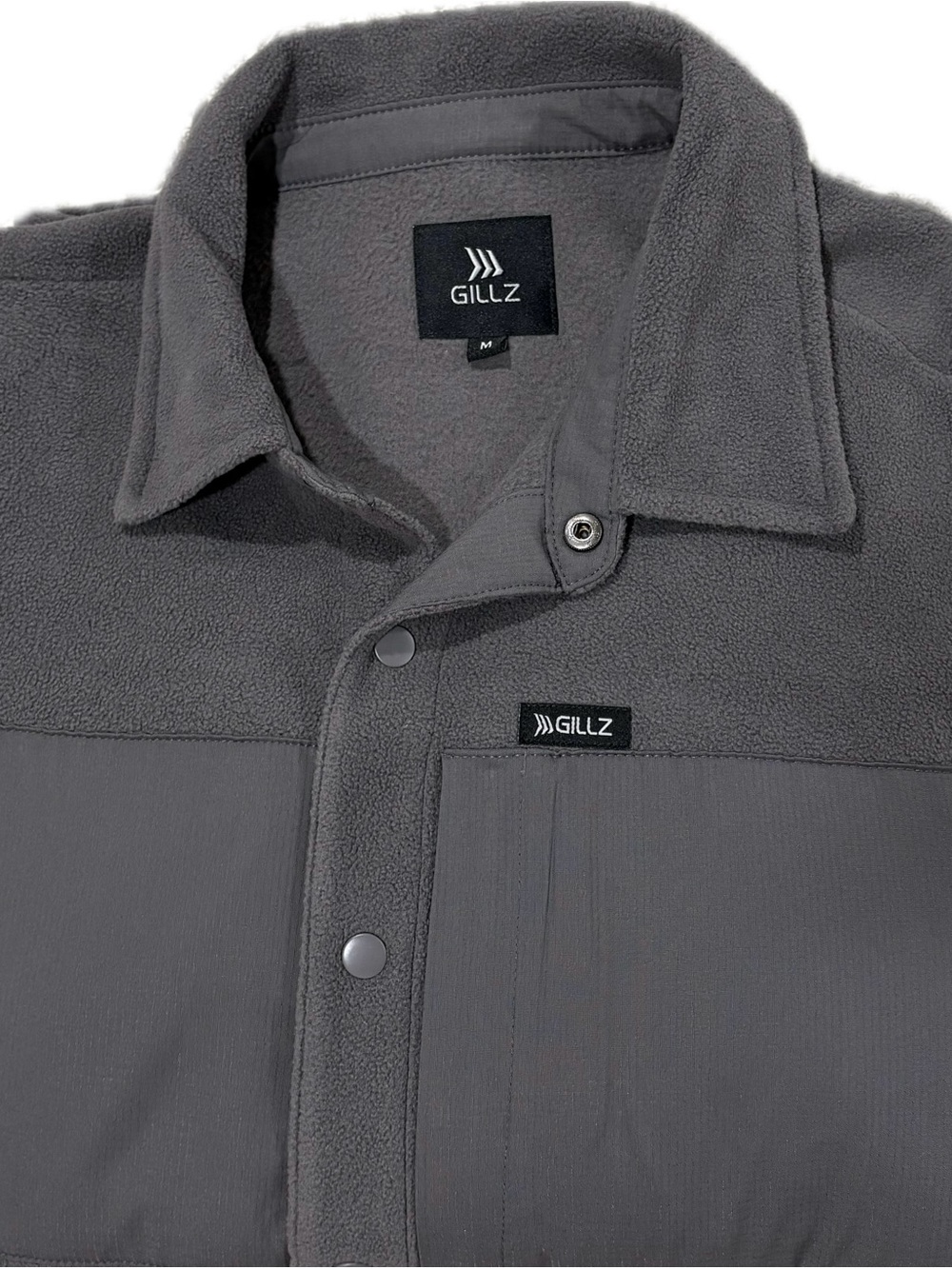 Gillz Crescent Beach Snap Front Fleece Shirt Jacket Men’s M Gray Fishing Outdoor - Picture 3 of 6